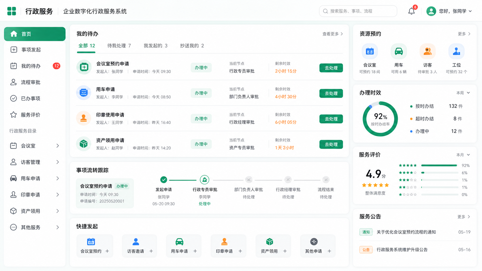 数字行政解决方案系统界面插画
