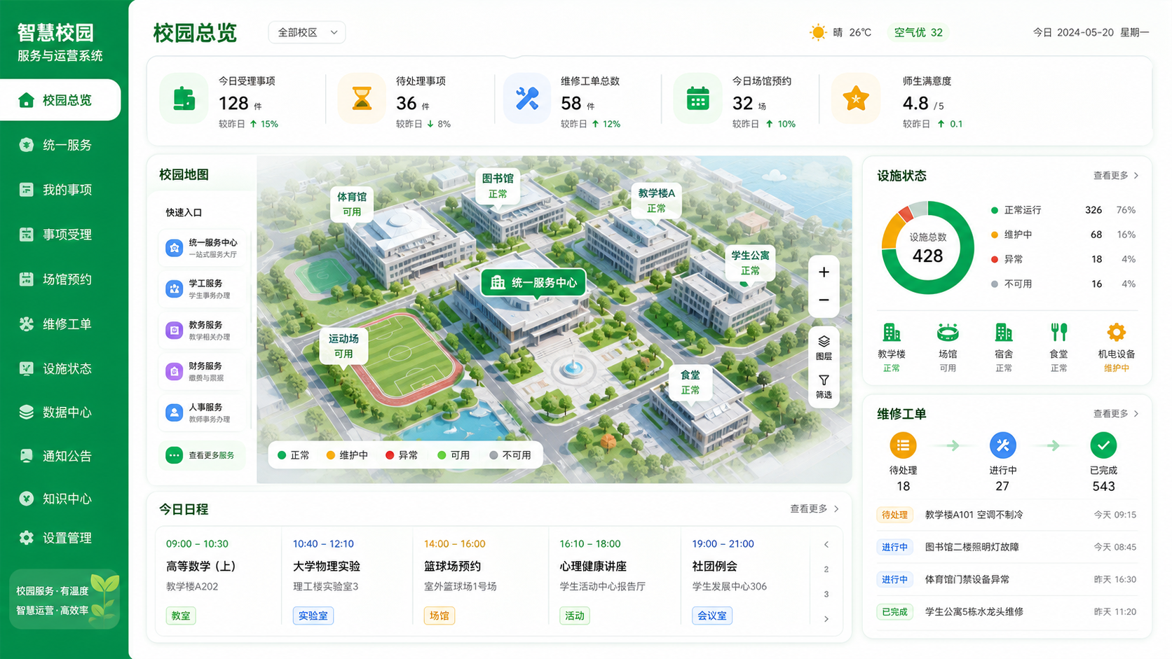 智慧校园解决方案系统界面插画